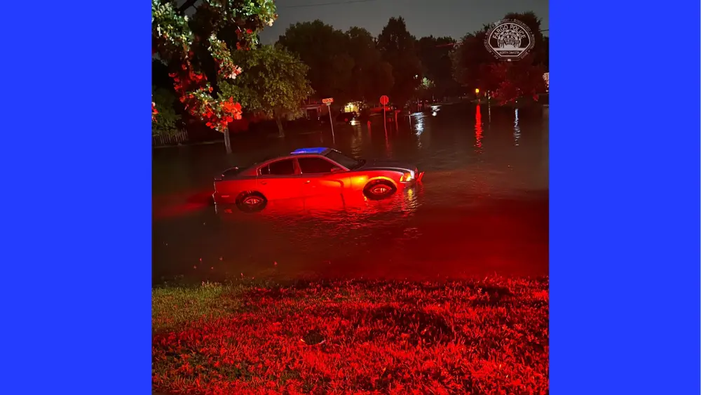 a car on a flooded street