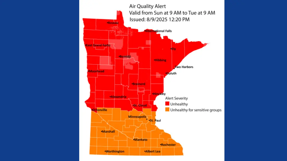 Minnesota Air Quality map