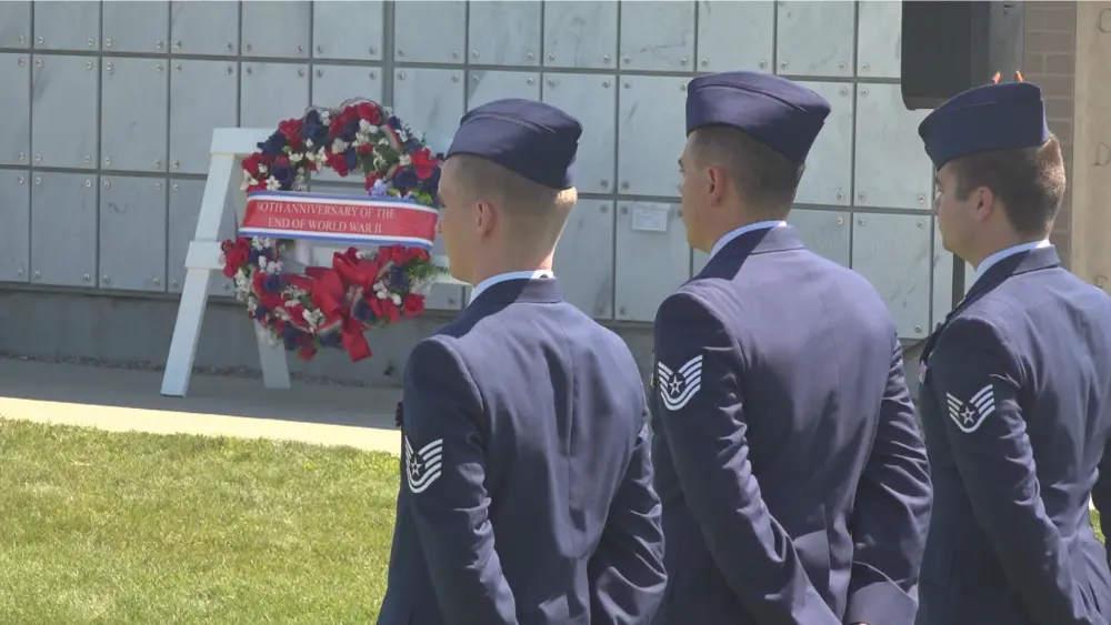 Image of Fargo National Cemetery ceremony marking 80 years since “Victory Day"