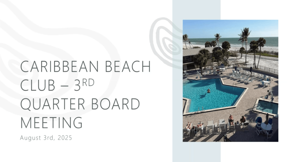 A screenshot of the board meeting presentation