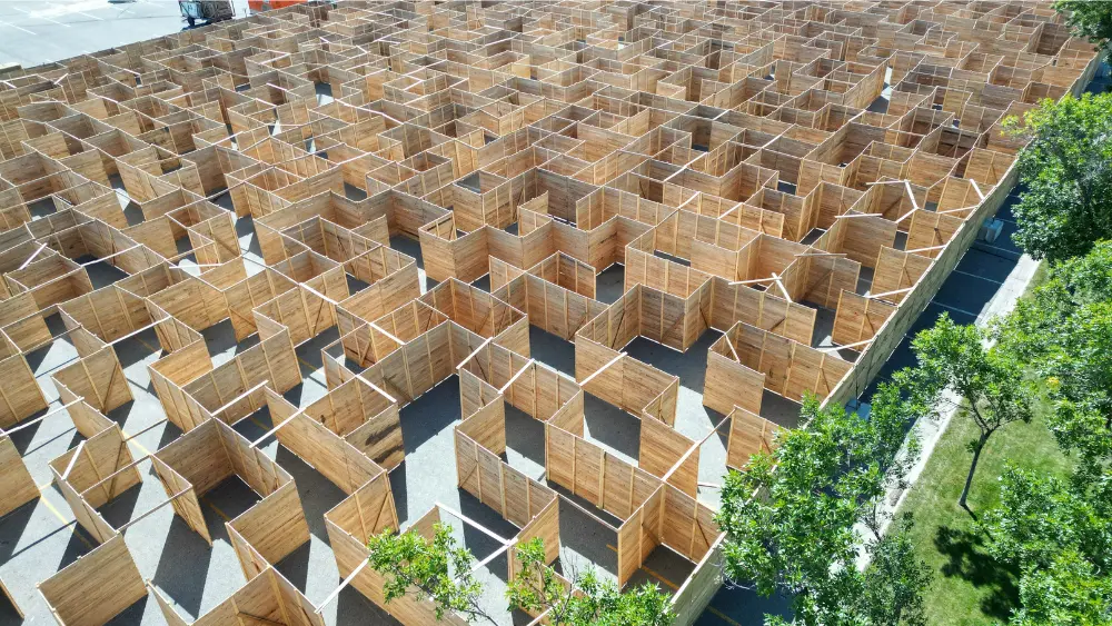 An aerial view of The Great Maze