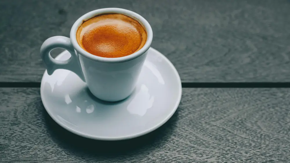Espresso in a cup and a saucer