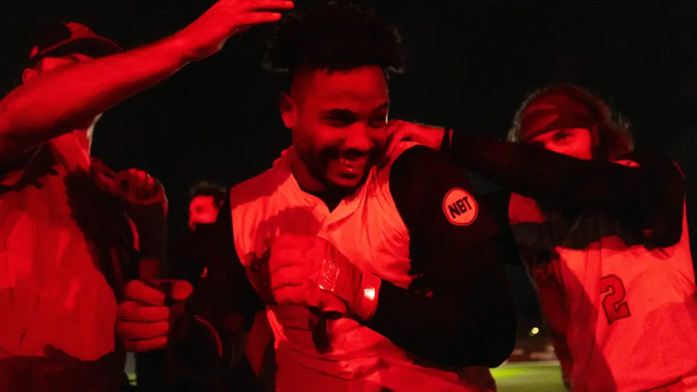 Fargo-Moorhead's Jose Sermo celebrating his walk-off hit