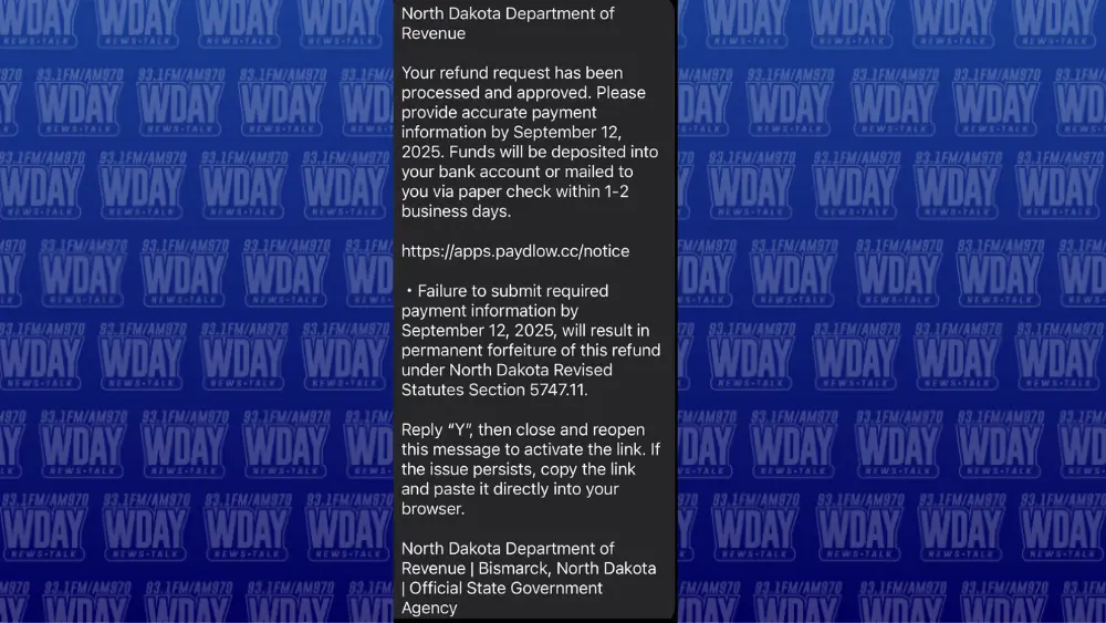 Screenshot of text message
