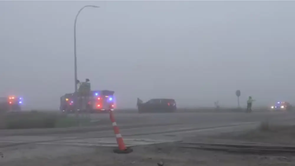 Image of crash scene in Moorhead