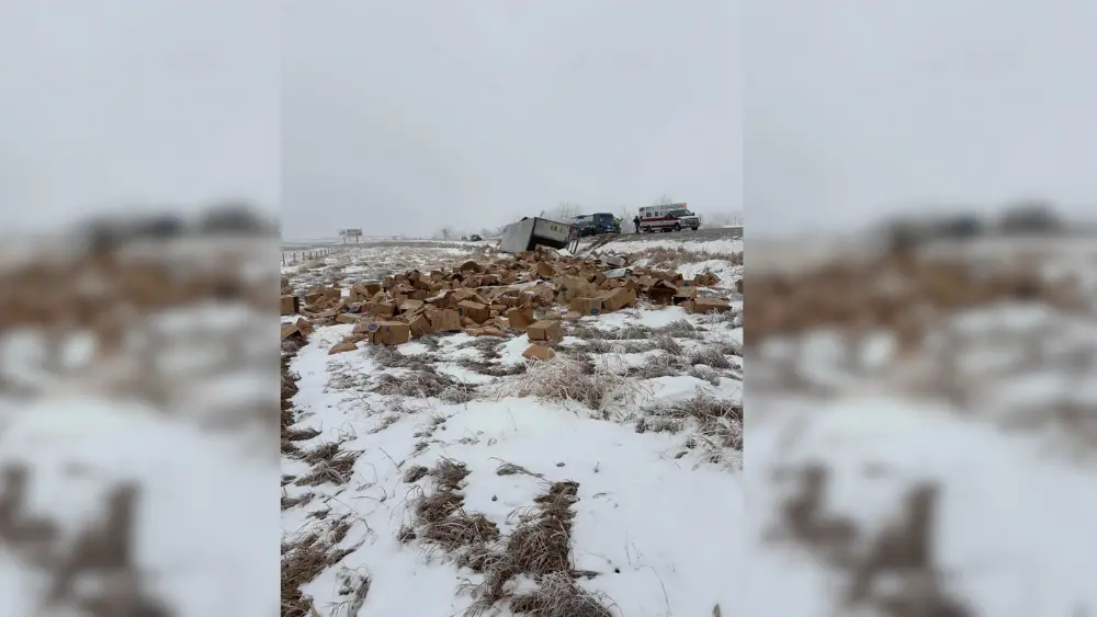 semi-truck in ditch