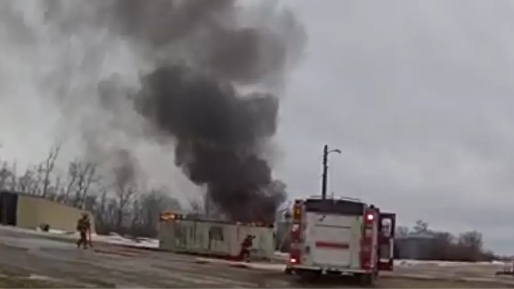 Rural Kindred garage fire