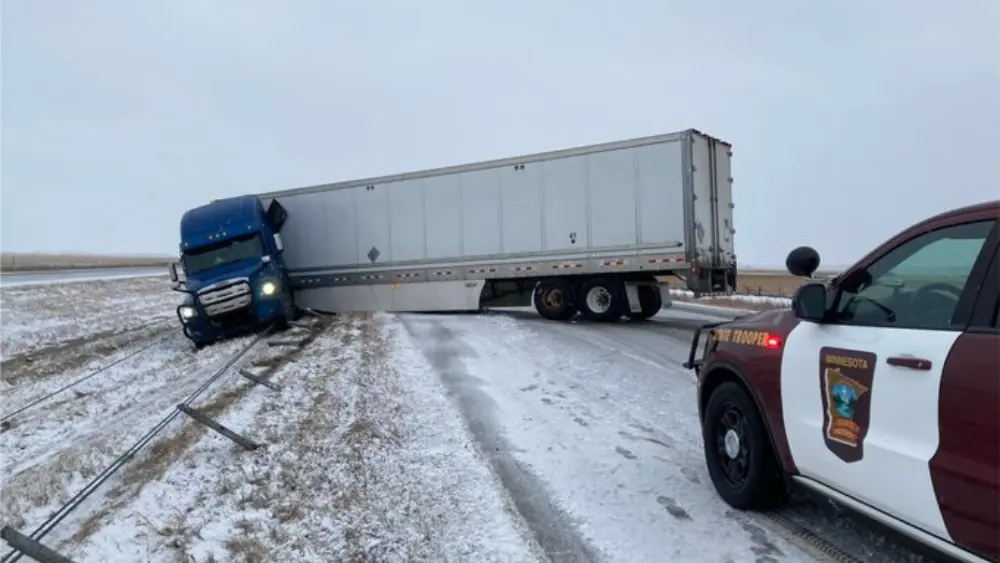 Jackknifed semi near Barnesville