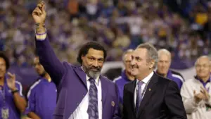 Former Minnesota Vikings defensive back Joey Browner and Minnesota Vikings owner Zygi Wilf