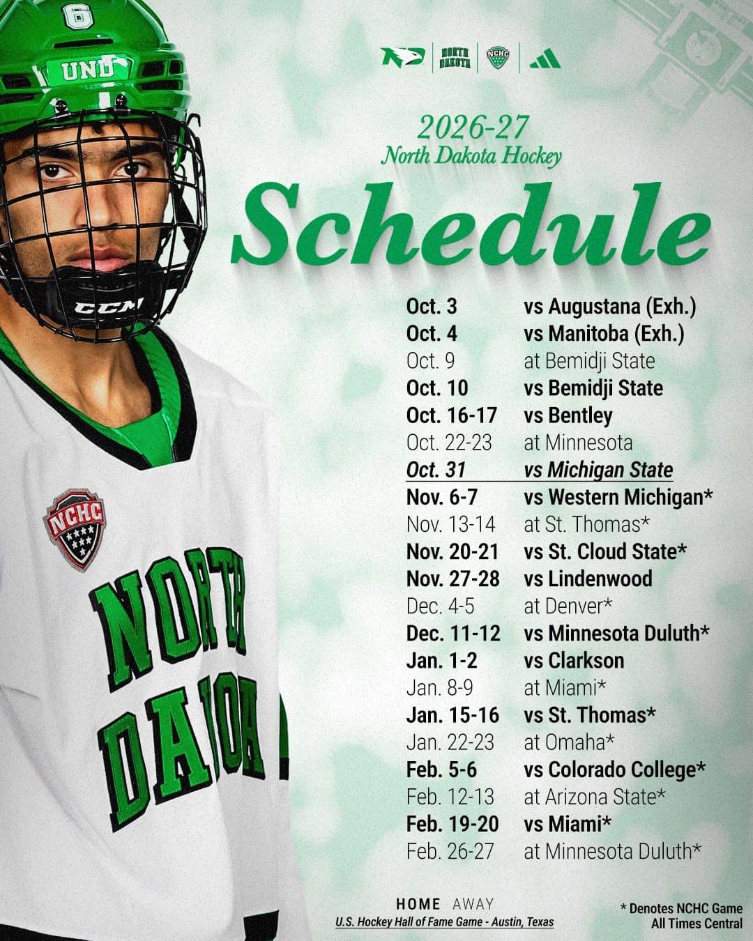 und hockey schedule 2026-27