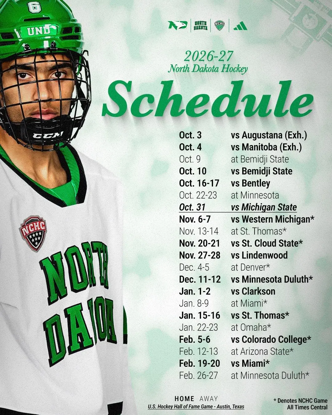 und hockey schedule 2026-27