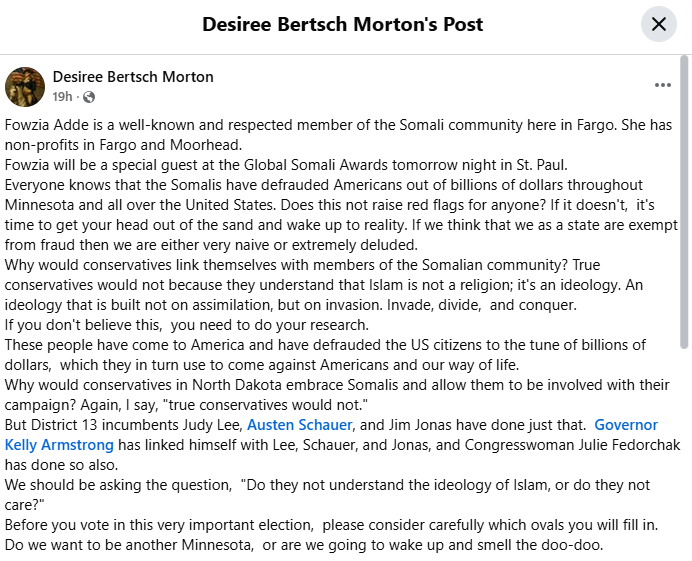Desiree Morton Facebook post
