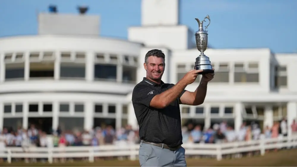 Ryan Fox hoisting trophy after winning The British Open
