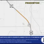 Lane and shoulder closures planned for U.S. 41 in Gibson County