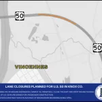 Lane closures planned for U.S. 50 in Knox County