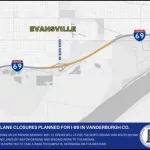 Lane closures planned for I-69 in Vanderburgh County