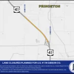 Lane closures planned for U.S. 41 in Gibson County