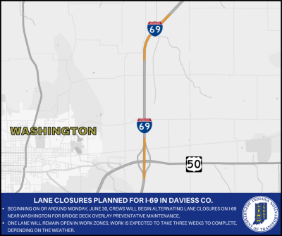 Lane closures planned for I-69 in Daviess County | Shake Broadcasting