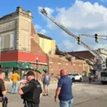 Historic Linton Building Collapses on Main Street, Closes Portion of State Road 59