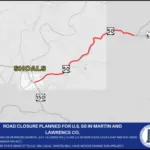 Road closure planned for U.S. 50 in Martin and Lawrence Counties