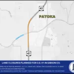 Lane closures planned for U.S. 41 in Gibson County
