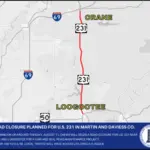 Road closure planned for U.S. 231 in Martin and Daviess County