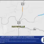 Lane closures planned for U.S. 231 in Martin County