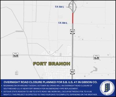 Overnight road closure planned for southbound U.S. 41 in Gibson County ...