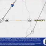 Lane closure planned for State Road 168 in Gibson County