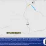 Lane closure planned for State Road 43 in Greene County