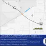 Lane closure planned for State Road 56 in Dubois County