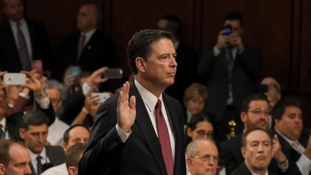 Former FBI Director James Comey testifies in front of the Senate Intelligence Committee during hearing in the Hart Senate Office building June 8^ 2017^ in Washington DC.