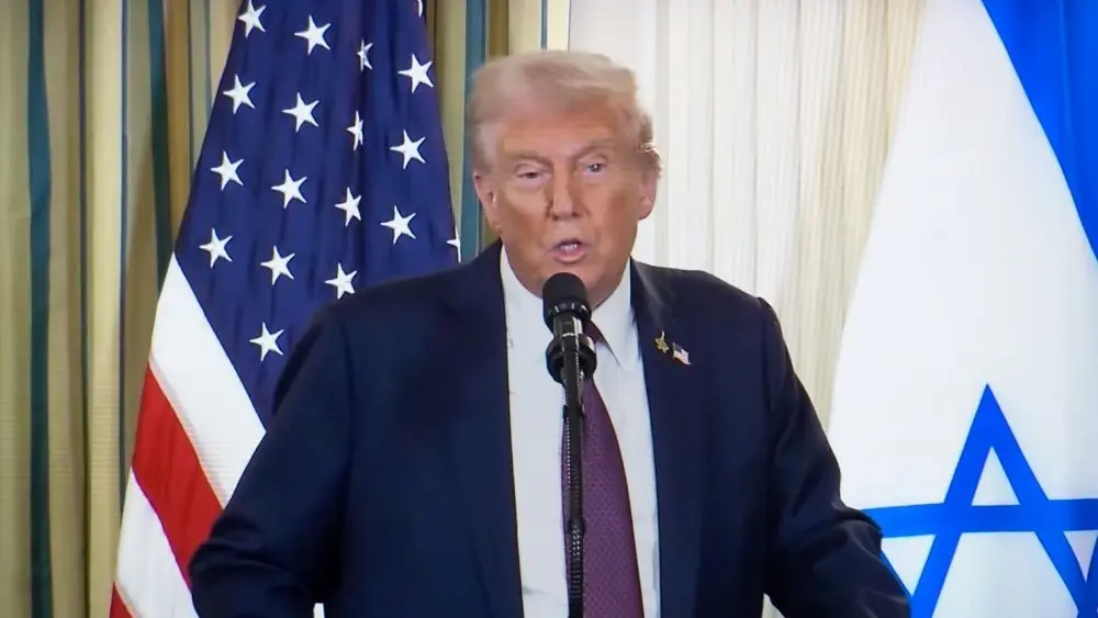 U.S. President Donald Trump takes part in a joint press conference with the Israeli Prime Minister. Washington^ D.C.^ USA - September 30 2025