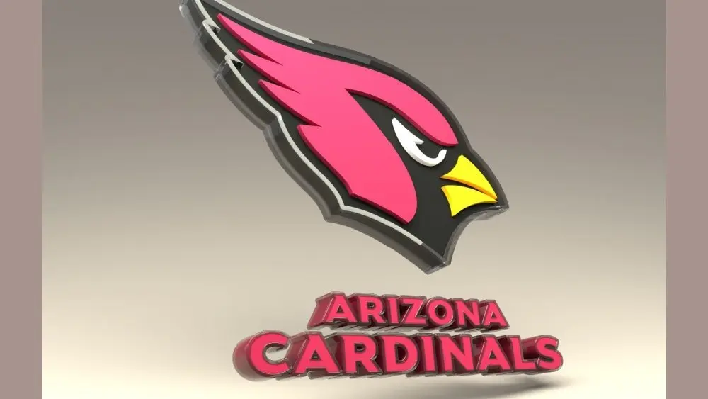 Emblem of the Arizona Cardinals. The Arizona Cardinals are a professional American football team. Template for presentation or infographics. 3D render. 3D Illustration