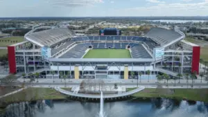 Aerial photograph of Camping World Stadium^ Orlando^ Florida^ USA. February 9^ 2024.