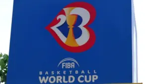 FIBA Basketball world cup 2023 hosted by the Philippines^ Japan and Indonesia. FIBA WORLD CUP 2023 Jakarta^ Indonesia - December 21^ 2022: FIBA Basketball World Cup 2023 Logo displayed on smartphone