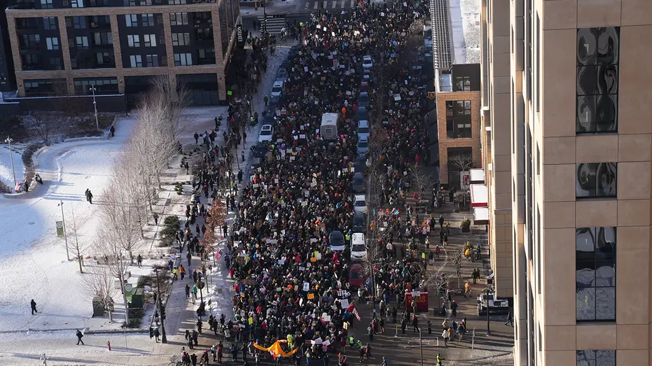 Thousands march through Minneapolis, swarm Target Center demanding ICE removal from Minnesota