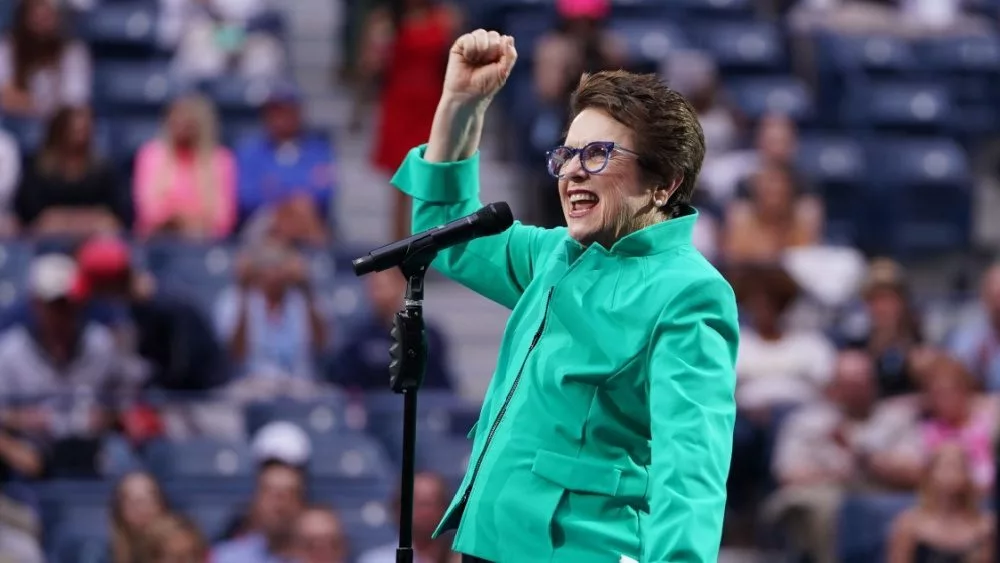 39-Time Grand Slam Champion Billie Jean King during 2019 US Open opening night ceremony at USTA National Tennis Center in New York NEW YORK - AUGUST 26^ 2019
