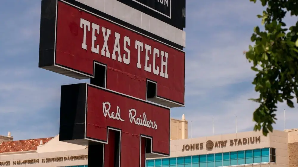 Texas Tech University NCAA Football Jones ATT Stadium Red Raiders logo Lubbock^ Texas - June 5^ 2021