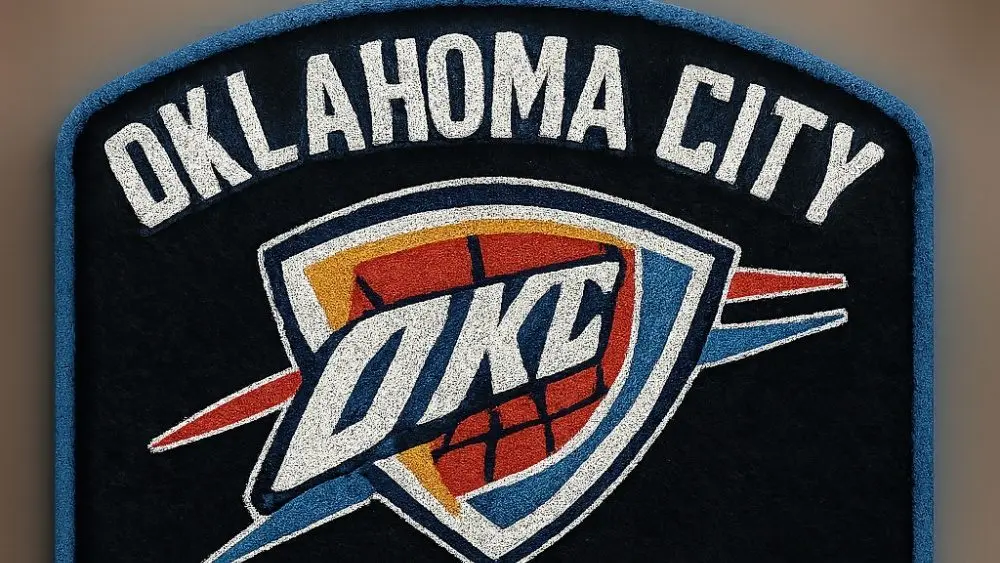 OKLAHOMA CITY THUNDER CHENILLE ALL IN RHINESTONES AS PATCH