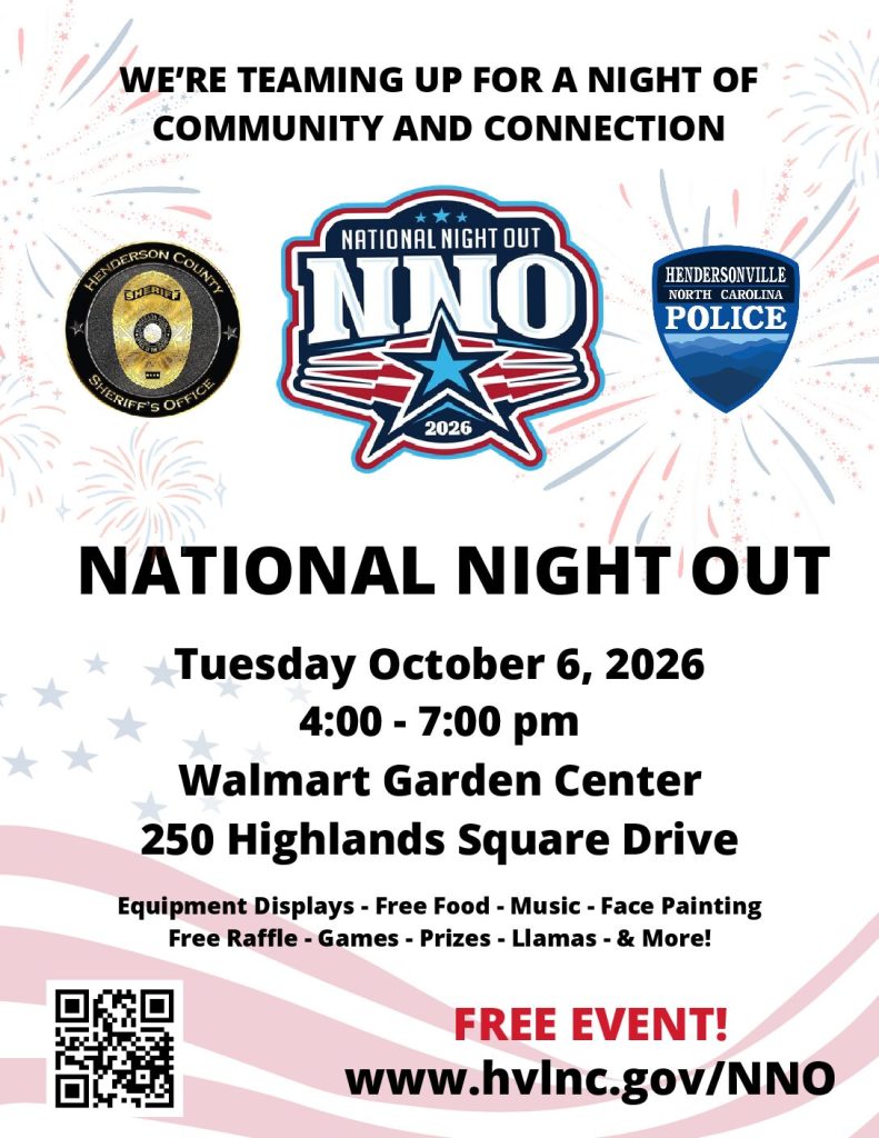 Hendersonville Police Department teams up with the Henderson County Sheriff's Office for National Night Out on October 6th