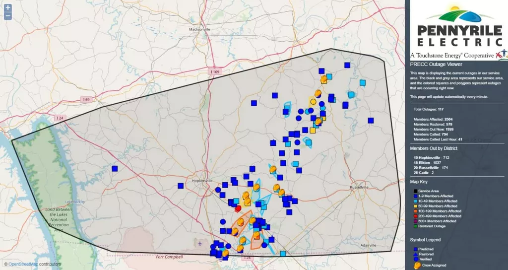 10-am-pennyrile-electric-power-outage-map