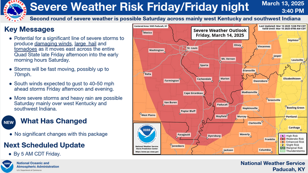 Area Under an Enhanced to Moderate Risk of Severe Weather Friday Night ...