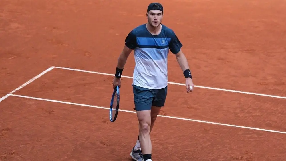 Jack Draper of Great Britain in action the Mutua Madrid Open at La Caja Magica on April 30^ 2025 in Madrid^ Spain