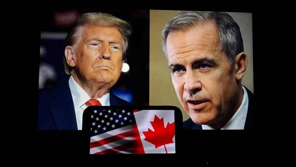 Image of Donald Trump and Mark Carney the new Canadian prime minister Toronto^ Canada - March 9^ 2025 -