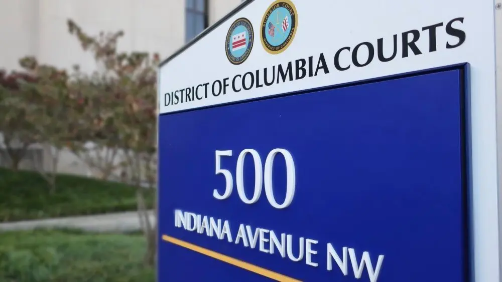 DISTRICT OF COLUMBIA COURTS - APPEALS and SUPERIOR COURT sign at building exterior WASHINGTON - NOVEMBER 2^ 2019