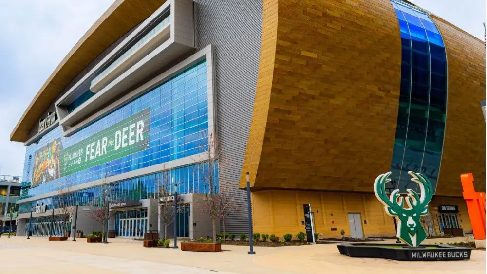 Fiserv Forum Exterior View at daytime Milwaukee^ WI^ USA - 05-01-2025