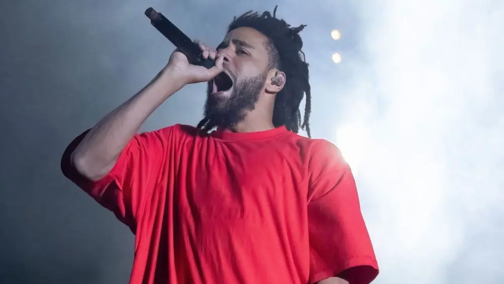 J Cole performs at Bonnaroo music festival Manchester^ Tennessee USA - 06-18-2022