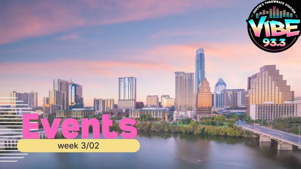 Central Austin by the lake with vibe logo and text