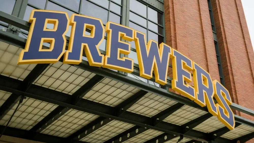 Milwaukee Brewers' American Family Field MLB Baseball stadium entrance Milwaukee^ Wisconsin - May 26^ 2022